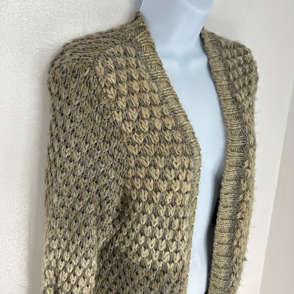 prAna Open Front Cardigan Long Duster Sweater Size Small Tan Brown Office Career - Picture 4 of 11